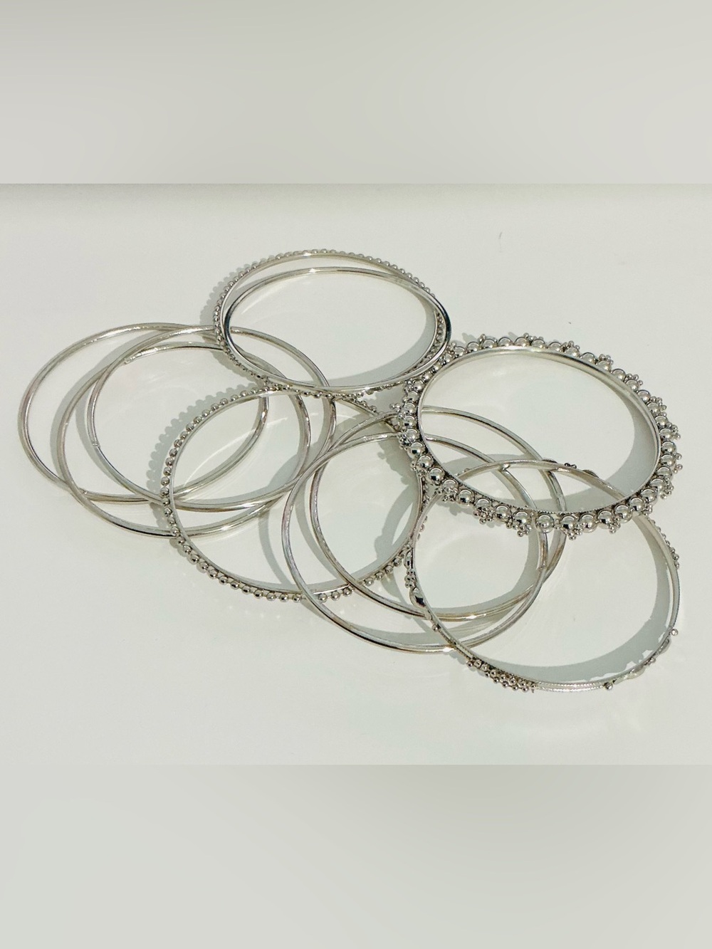Lot of 10 silver tone bangle bracelets slip on dainty